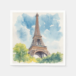 Eiffelturm Aquarell Paris Frankreich Gemalt Serviette