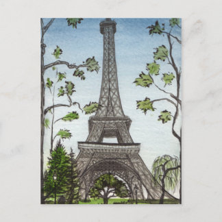 Eiffelturm Aquarell, Paris, Frankreich Postkarte