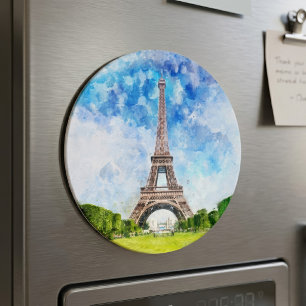 Eiffelturm Aquarell Paris Skyline Kunst Druck Magnet