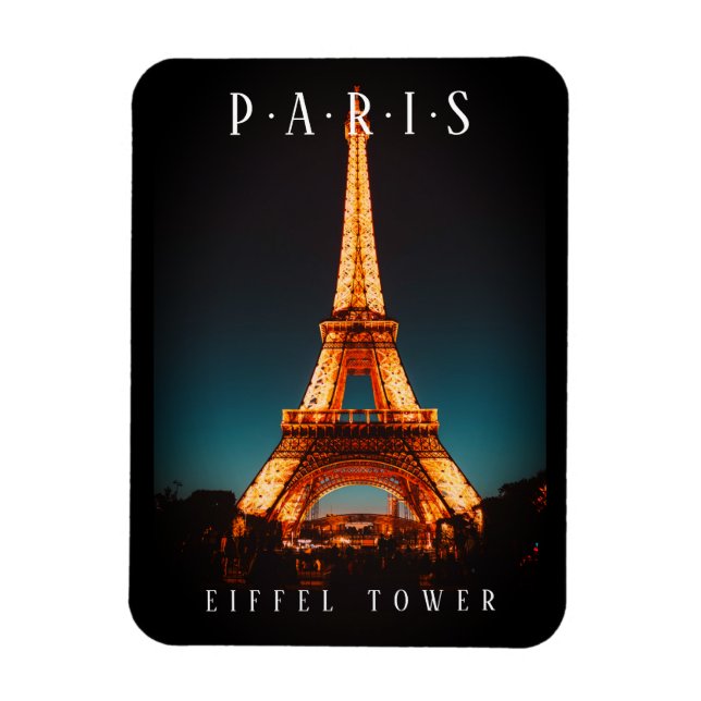 Eiffelturm bei Nacht, Paris, Black Magnet (Vertikal)