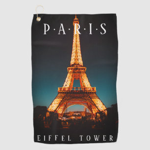 Eiffelturm bei Nacht, Paris, DIY White Text Golfhandtuch