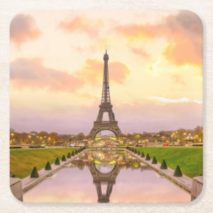 Eiffelturm beim Sonnenaufgang Rechteckiger Pappuntersetzer