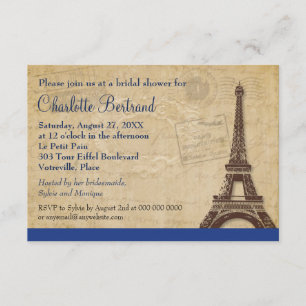Eiffelturm Blau Parisianischer Brautabschied Einladung