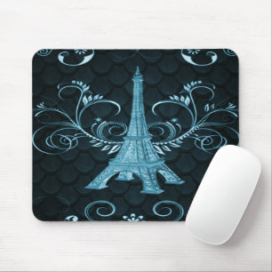 Eiffelturm Blauer Blumenwirl Mousepad