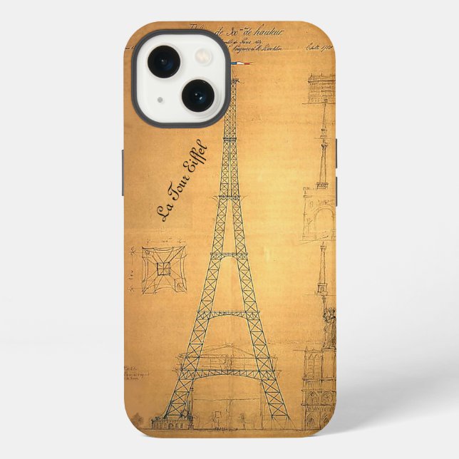 Eiffelturm-Blueprint 1884  iPhone Hülle (Rückseite)
