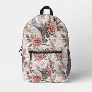 Eiffelturm, Blume und handgeschriebene Briefe Bedruckter Rucksack