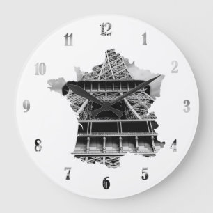 Eiffelturm bnw große wanduhr