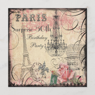 Eiffelturm & Chandelier Überraschung 50. Geburtsta Einladung