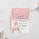 Eiffelturm Chic rosa Glitzer Marmor Sweet 16 Einladung (Vorderseite/Rückseite Beispiel)
