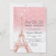 Eiffelturm Chic rosa Glitzer Marmor Sweet 16 Einladung (Vorderseite)