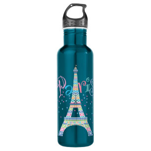 Eiffelturm Confetti 24 oz. Electric Blue Trinkflasche