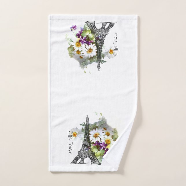 Eiffelturm Daisis Violets Romantisches Handtuch (Handtuch)