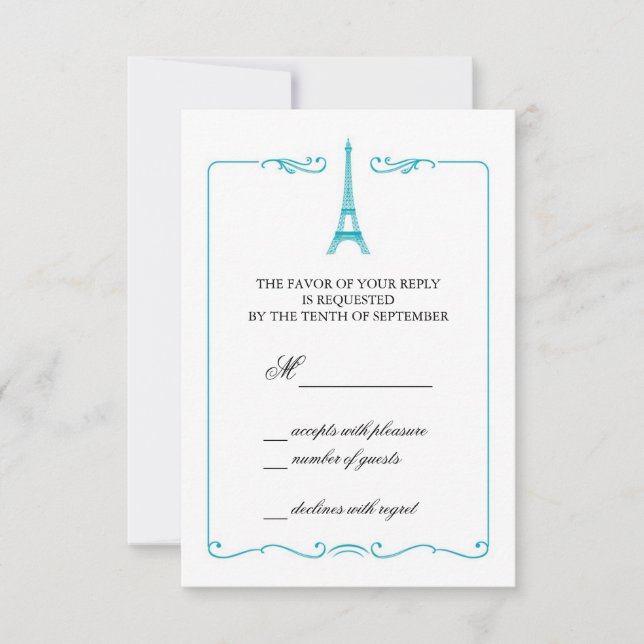 Eiffelturm Elegante RSVP Card Einladung (Vorderseite)