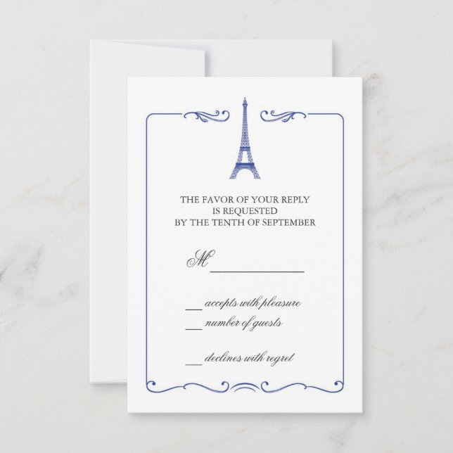 Eiffelturm Elegante RSVP Card Einladung (Vorderseite)