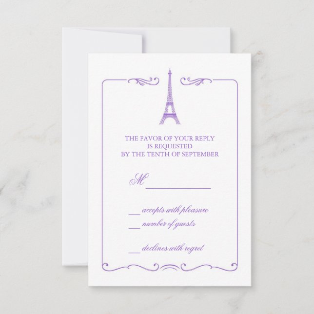 Eiffelturm Elegante RSVP Card Einladung (Vorderseite)