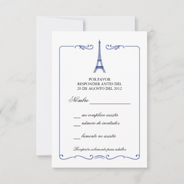 Eiffelturm Elegante RSVP Card Einladung (Vorderseite)