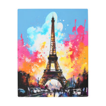 Eiffelturm: Farbposter Metallkunst