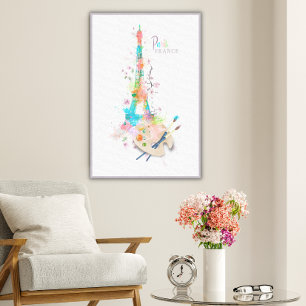Eiffelturm-Farbspritzer-Druck auf Leinwand-Kunst Leinwanddruck