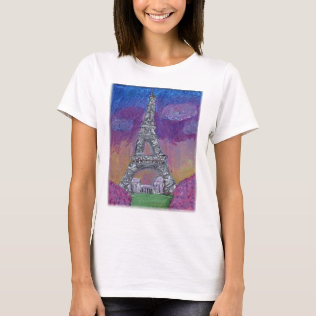 Eiffelturm Folk Art Malerei T-Shirt (Vorderseite)