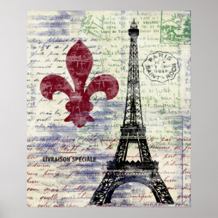 Eiffelturm Frankreich Vintage Art Poster