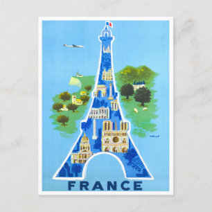 Eiffelturm Frankreich Vintage-Reise Postkarte