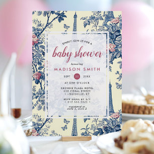 Eiffelturm Französische Toile De Jouy Babyparty Einladung