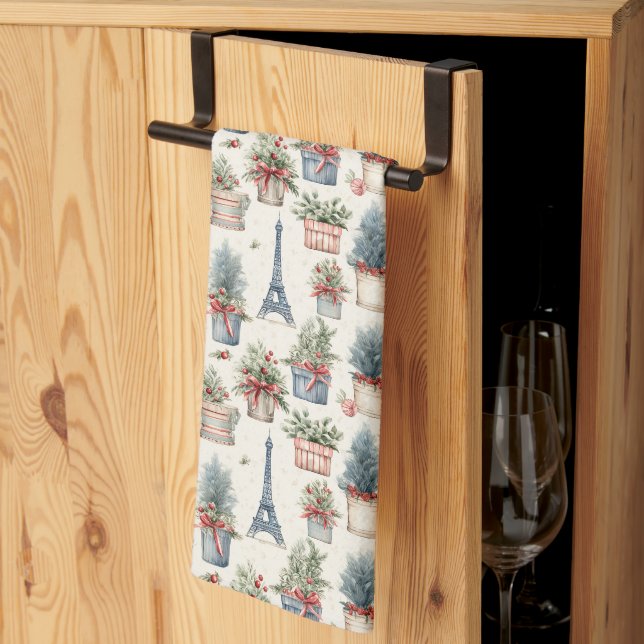 Eiffelturm, französische Topiaries Paris Weihnacht Geschirrtuch (Drittel gefaltet)