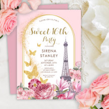 Eiffelturm Glitzer & Blume Girly Sweet 16