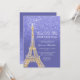 Eiffelturm Gold Glitzer Blau lila Sweet 16 Einladung (Vorderseite/Rückseite Beispiel)