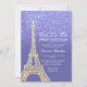 Eiffelturm Gold Glitzer Blau lila Sweet 16 Einladung (Vorderseite)
