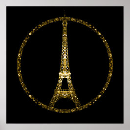 Eiffelturm Gold Glitzer Glitzern auf Black Poster