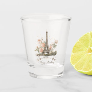 Eiffelturm "Happy Birthday" mit Individuelle Name Schnapsglas