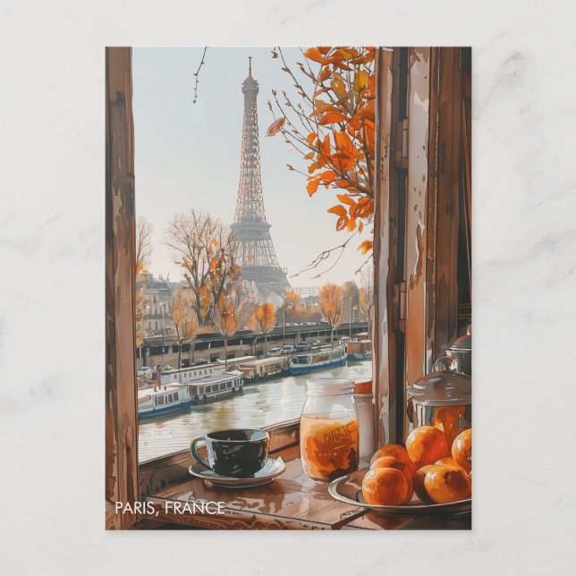 Eiffelturm Herbst Paris Postkarte (Vorderseite)
