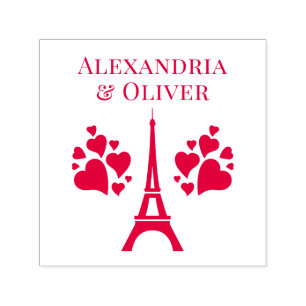 Eiffelturm Herzen Vor- und Nachname oder Paar Permastempel