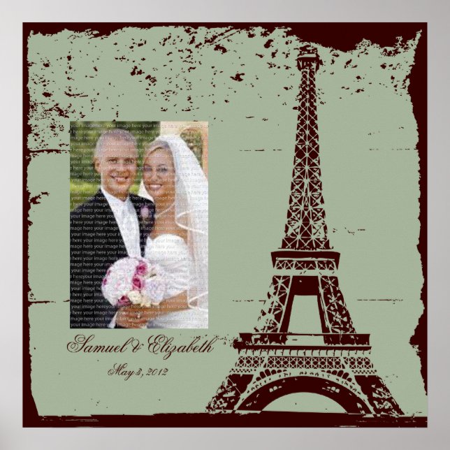 Eiffelturm Hochzeit Gerahmte FotoCollage Poster (Vorne)