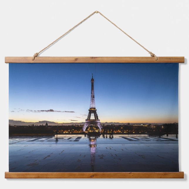 Eiffelturm Holz Topped Wall Tapestry Wandteppich Mit Holzrahmen (Vorne)