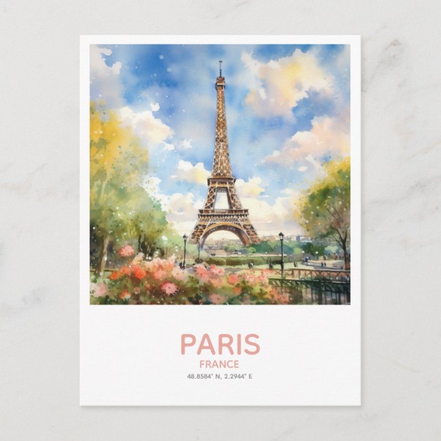 Eiffelturm im Frühling - Paris, Frankreich Postkarte (Vorderseite)