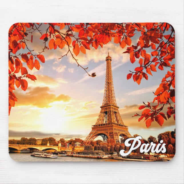 Eiffelturm im Herbst, Paris, Frankreich Mousepad (Vorne)