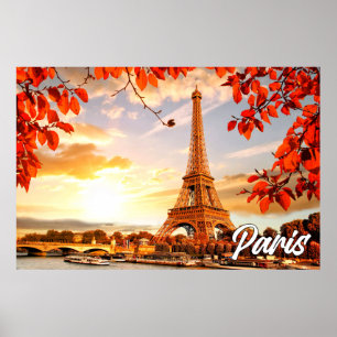 Eiffelturm im Herbst Paris, Frankreich Poster