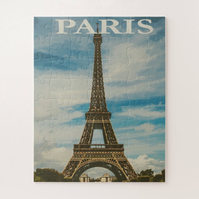 Eiffelturm im Postkartenstil in Paris Puzzle (Vertikal)