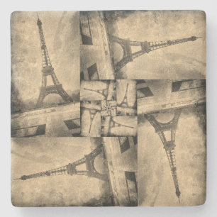Eiffelturm im Vintage-Design Steinuntersetzer