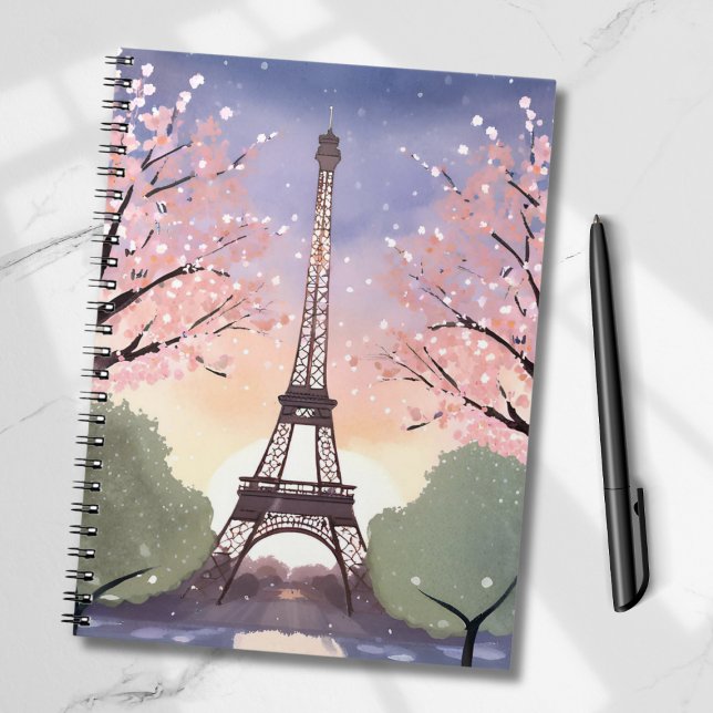 Eiffelturm in Bloom | Paris France Watercolor Notizblock (Von Creator hochgeladen)