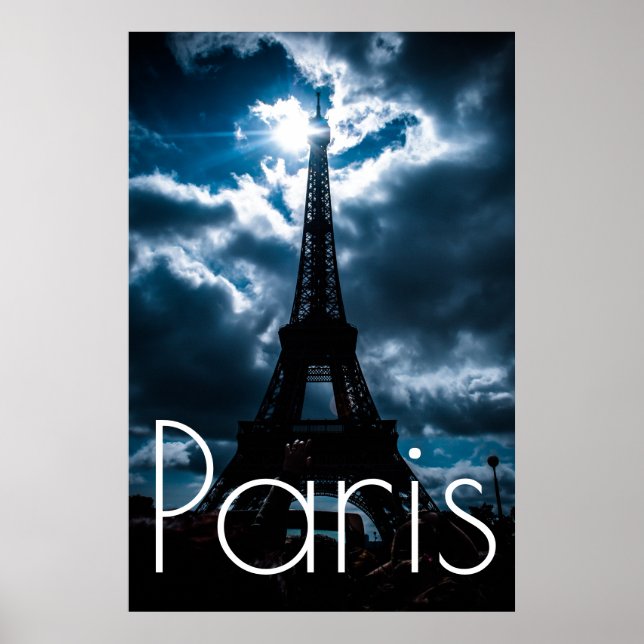 Eiffelturm in Blue Paris Night Poster (Vorne)