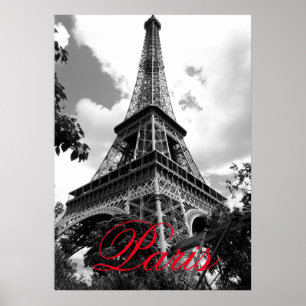 Eiffelturm in der Liebesstadt Paris Schwarz & Weiß Poster
