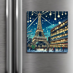 Eiffelturm in Paris, Frankreich zu Weihnachten Magnetkarte