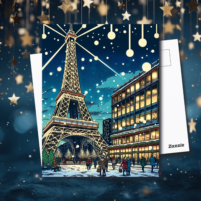 Eiffelturm in Paris, Frankreich zu Weihnachten Postkarte (Von Creator hochgeladen)