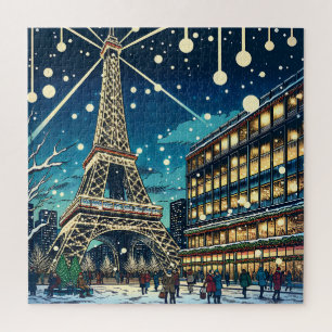 Eiffelturm in Paris, Frankreich zu Weihnachten Puzzle
