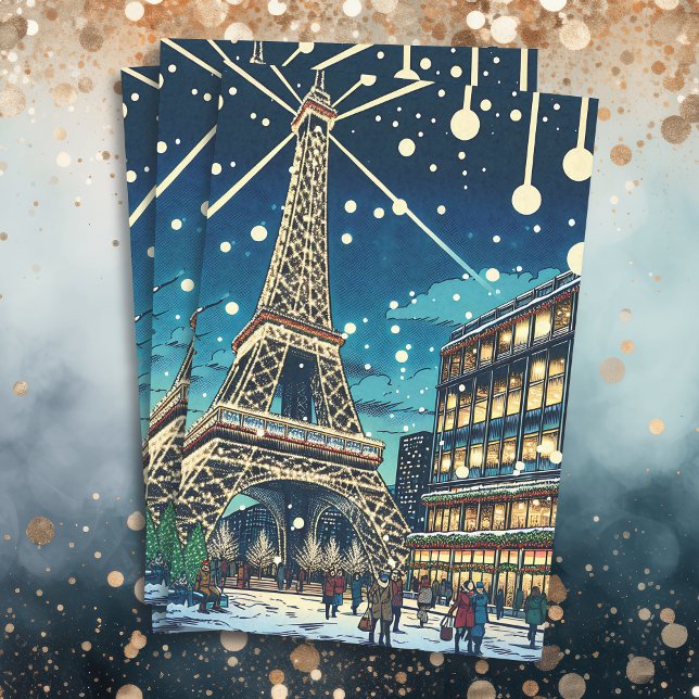 Eiffelturm in Paris, Frankreich zu Weihnachten Seidenpapier (Von Creator hochgeladen)