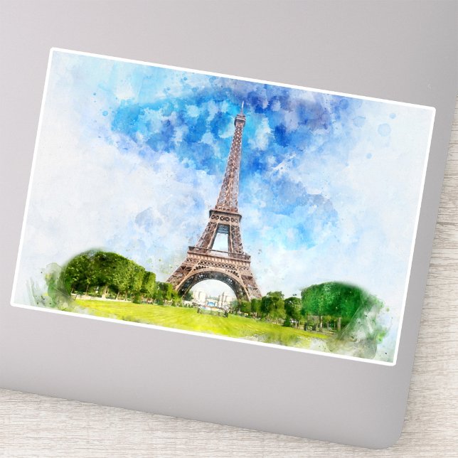 Eiffelturm in Paris nr1 Aufkleber (Eiffel Tower Watercolor Paris Skyline Art Print. Sticker)