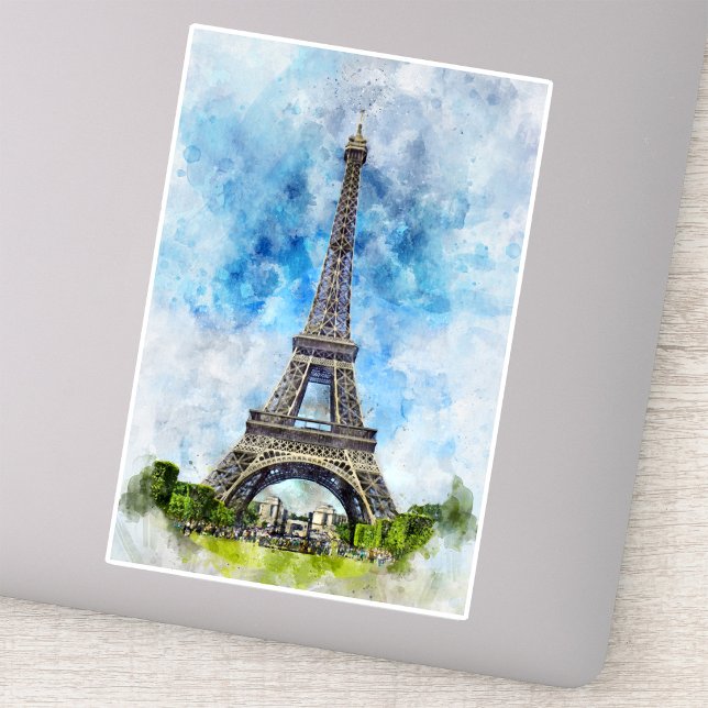 Eiffelturm in Paris nr2 Aufkleber (Paris France Eiffel Tower Watercolor. Sticker)